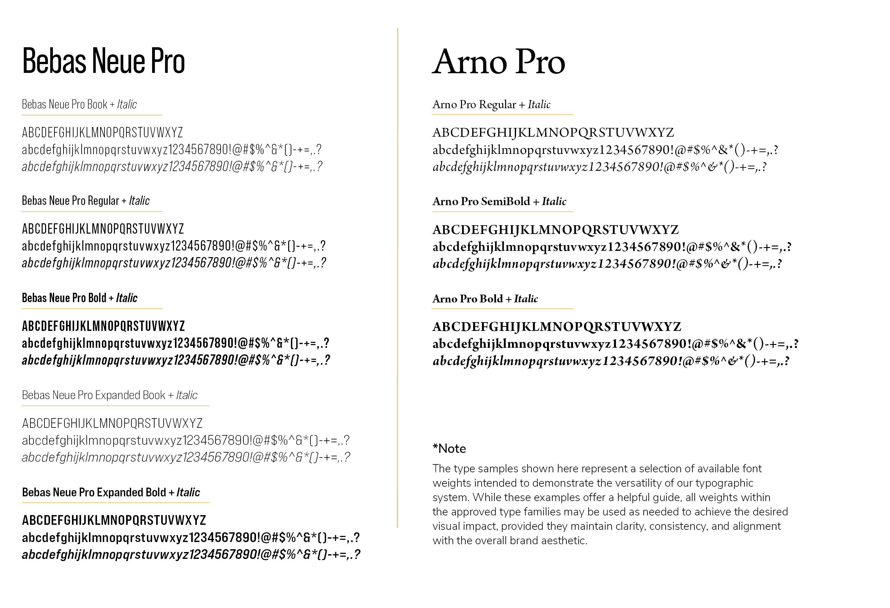 ETBU Secondary Brand Fonts are Bebas Neue Pro and Arno Pro